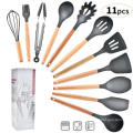 Wooden Silicone Kitchen Utensil Set